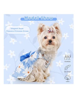 A.M Cute Floral Pattern Dog Dress with Lovely Bow Pet Apparel Dog Clothes for Small Dogs and Cats | Puppy Summer Dress Birthday Pet Apparel Dress (Size: L, Bust: 42cm, Length 32cm)  - Image 4