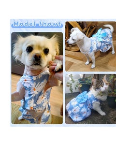 A.M Cute Floral Pattern Dog Dress with Lovely Bow Pet Apparel Dog Clothes for Small Dogs and Cats | Puppy Summer Dress Birthday Pet Apparel Dress (Size: L, Bust: 42cm, Length 32cm)  - Image 5