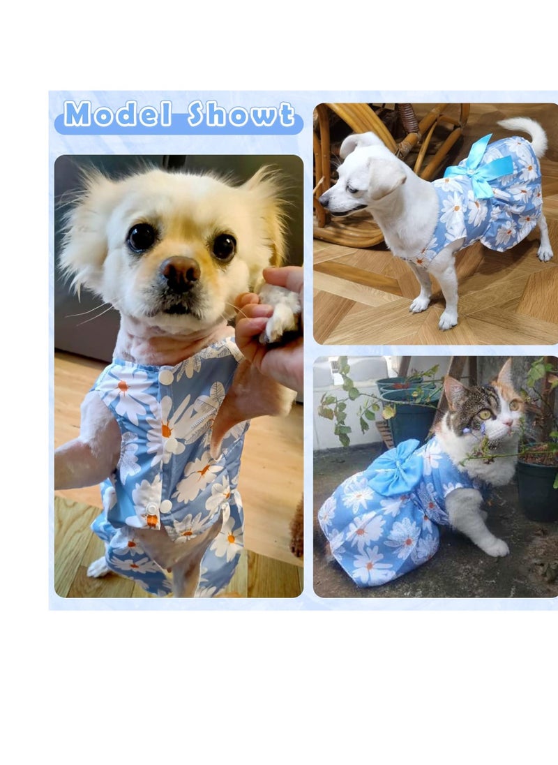 A.M - Cute Floral Pattern Dog Dress with Lovely Bow Pet Apparel Dog Clothes for Small Dogs and Cats | Puppy Summer Dress Birthday Pet Apparel Dress (Size: L, Bust: 42cm, Length 32cm) - Image 1