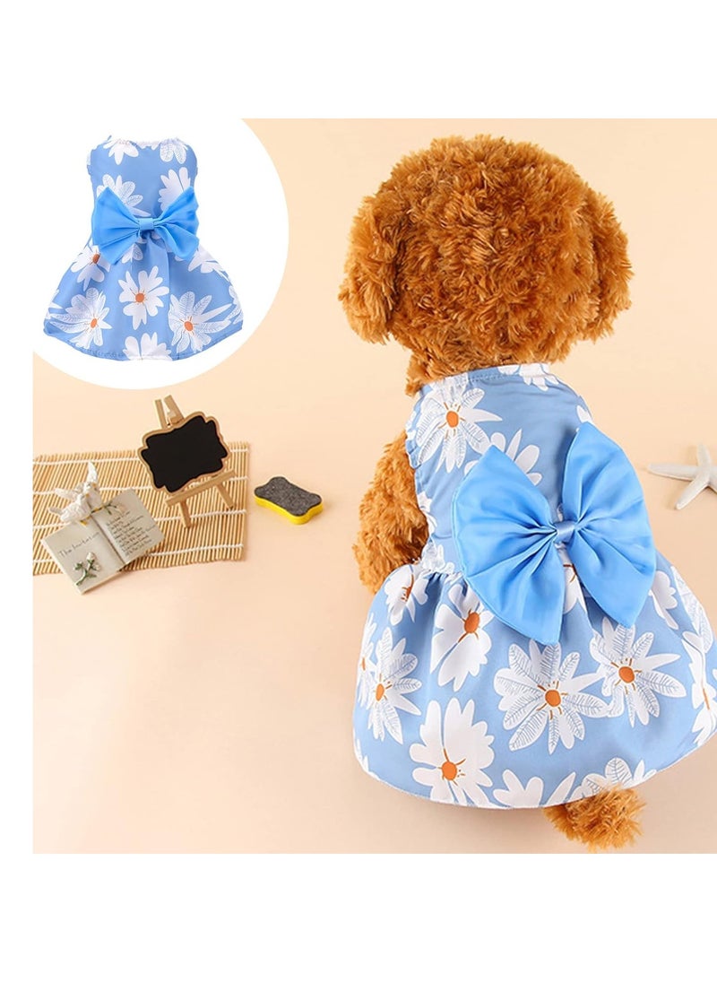 A.M - Cute Floral Pattern Dog Dress with Lovely Bow Pet Apparel Dog Clothes for Small Dogs and Cats | Puppy Summer Dress Birthday Pet Apparel Dress (Size: L, Bust: 42cm, Length 32cm) - Image 1