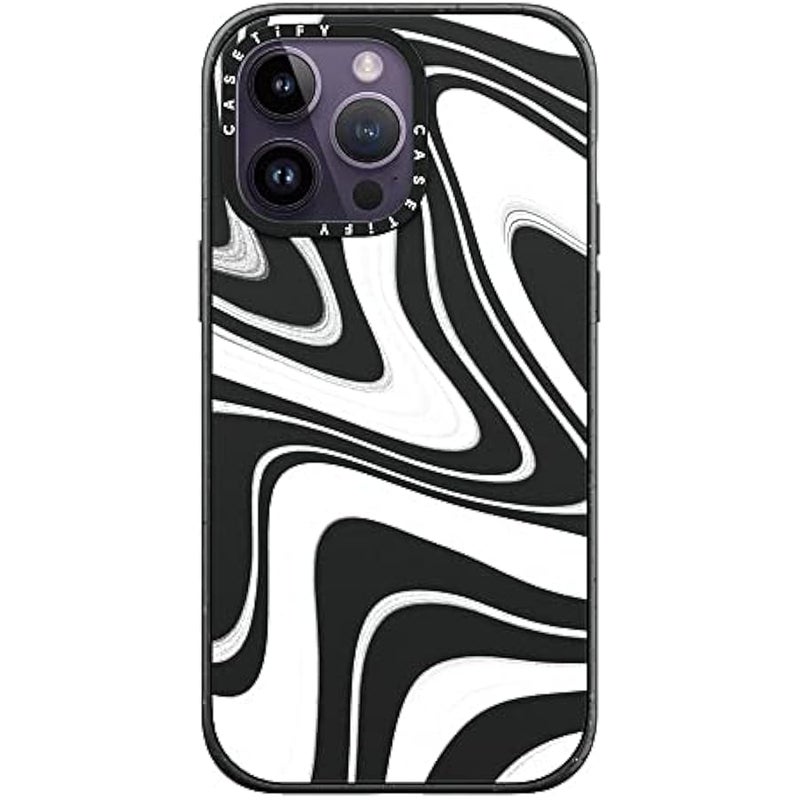 كاستيفي CASETiFY Impact iPhone 14 Pro Max Case 【4X Military Grade Drop Tested / 8.2ft Drop Protection】 - Frosted Swirls - Matte Black - Image 1