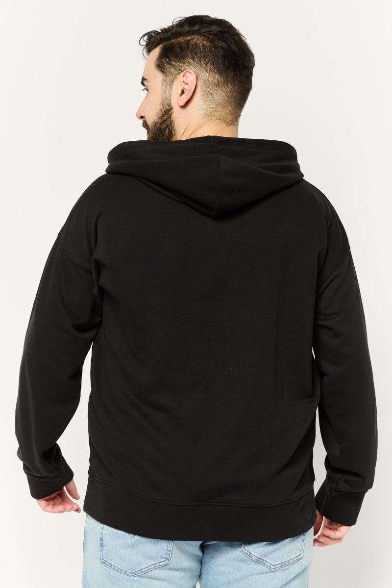 Established Redefining Essentials Men Hooded Long Sleeve Embroidered Sweatshirt, Black - Image 4