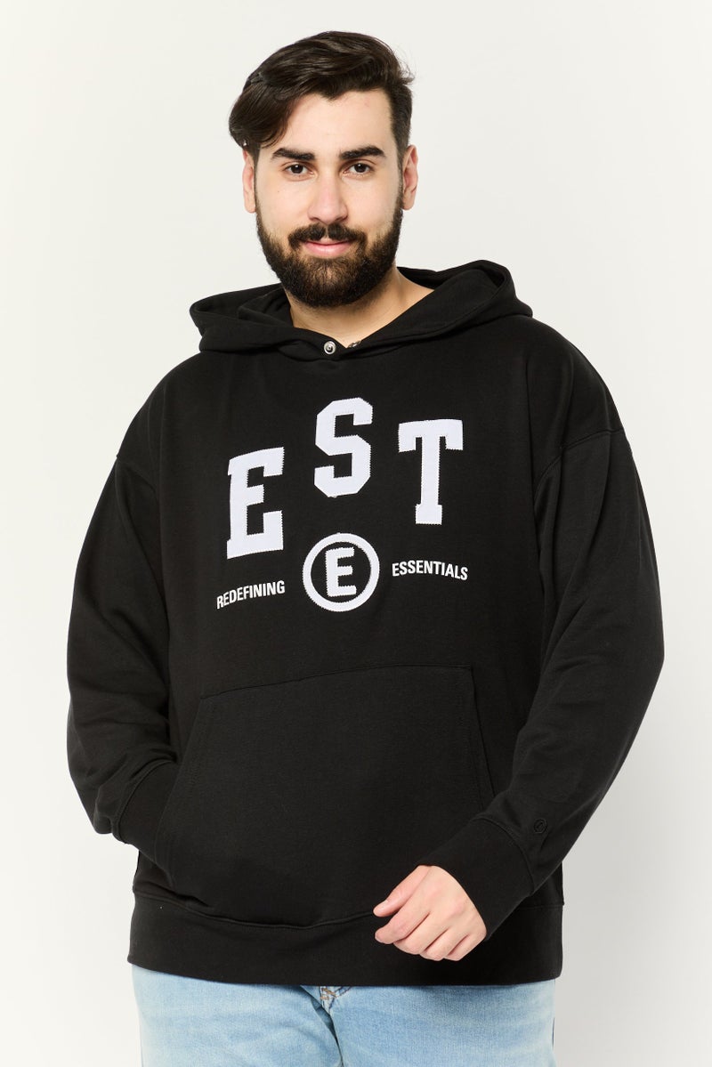 Established Redefining Essentials Men Hooded Long Sleeve Embroidered Sweatshirt, Black - Image 1
