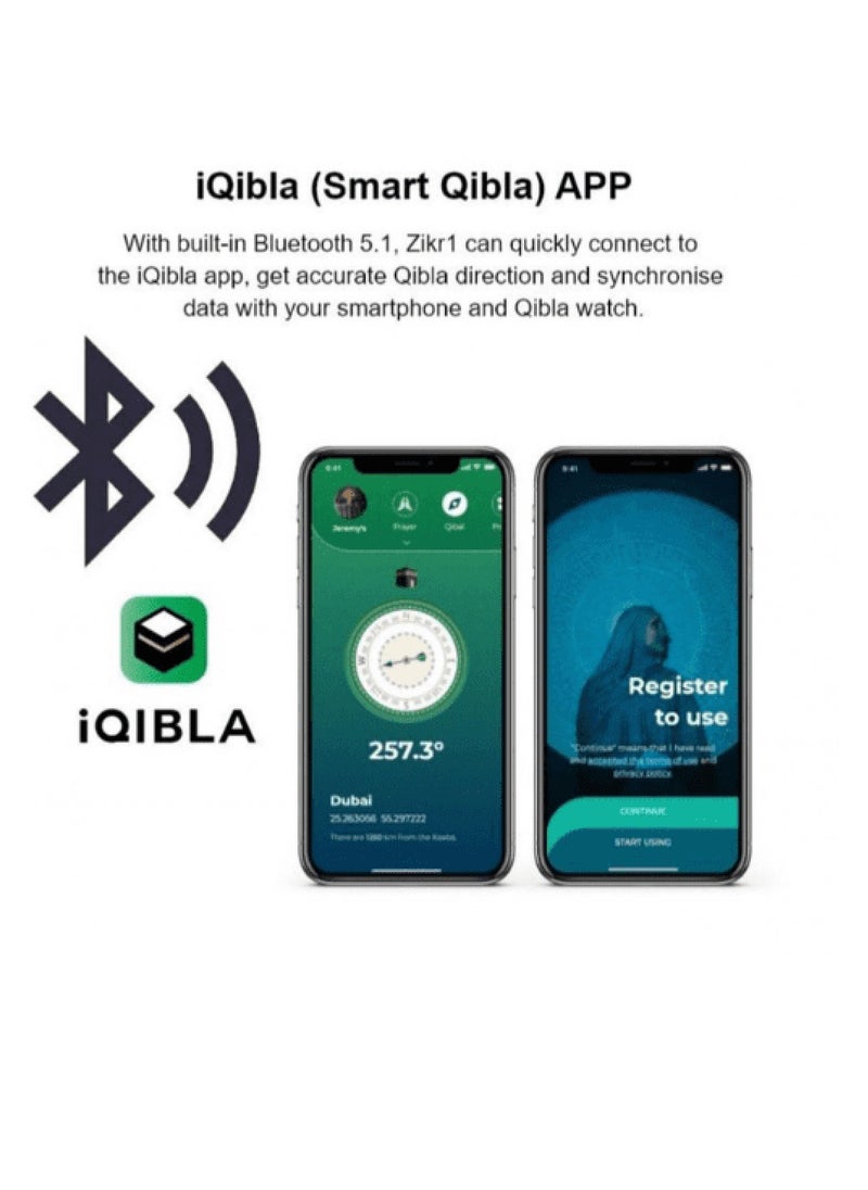 Generic - 18mm Smart Zikr Ring with Vibration Reminder, Tasbeeh Counter, Bluetooth Connection to Exclusive IQIBLA App and 5 Daily Prayer Reminders - Image 1