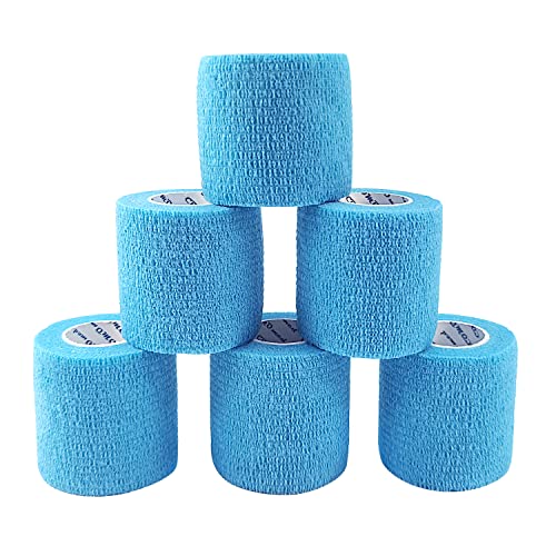COMOmed Self Adherent Cohesive Bandage 2x5 Yards First Aid Bandages Stretch Sport Athletic Wrap Vet Tape for Wrist Ankle Sprain and SwellingLight Blue6 Rolls - Image 2