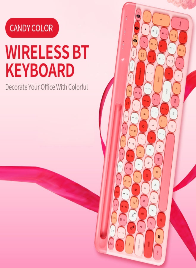 Mofii Wireless BT Keyboard Multi-device Switching Integrated Slot Multimedia Shortcut Keys Intelligent Power Saving Black+Red - Image 2