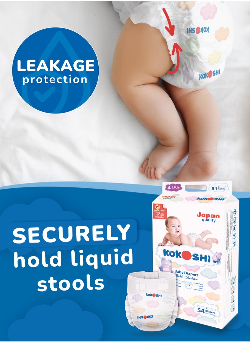 Premium Baby Size 4 9-13Kg Diapers Eco Friendly And Hypoallergenic Nappies 2 x 54 Diapers