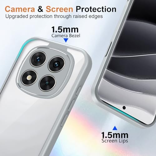 Kapa Hawkeye Clear Slim Tough Back Cover for Redmi Note 15 Pro 5G | Camera Lens Protector Anti Yellow Shockproof Clear Hybrid Case Cover (Grey) - Image 4