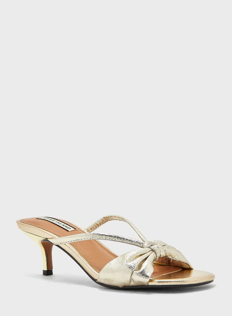 RIVER ISLAND Kitten Heel Bow Mule Sandals