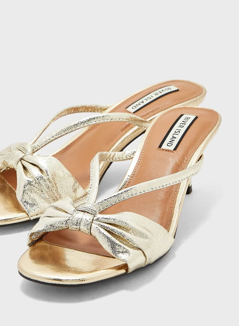 RIVER ISLAND Kitten Heel Bow Mule Sandals