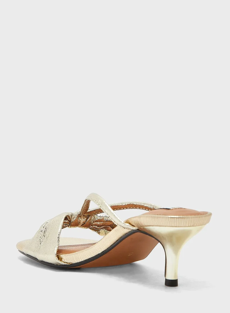 RIVER ISLAND Kitten Heel Bow Mule Sandals