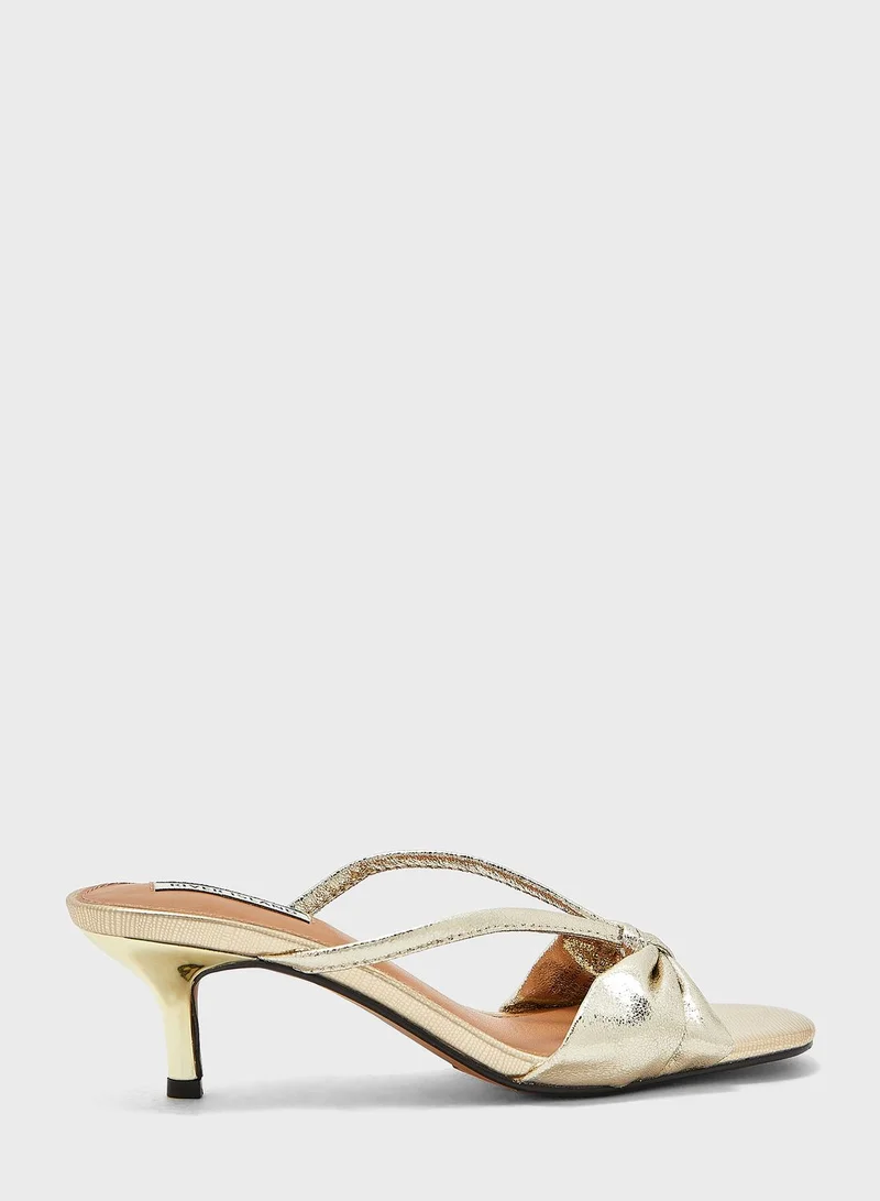 RIVER ISLAND Kitten Heel Bow Mule Sandals