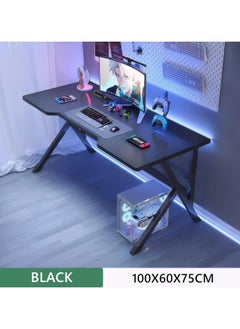 OHAHO Large Gaming Desk, Black PC Computer Desk, Ergonomic Home Office Desk with Carbon Fiber Surface Gaming Table Workstation for Gift Idea, (Black, 100x60x75cm)  - Image 2