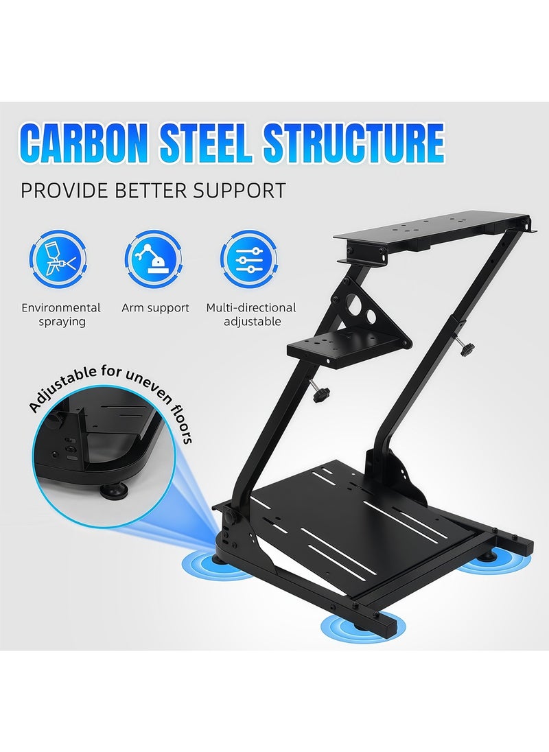 FlashHawk ​​Foldable Adjustable Racing Wheel Stand for Logitech G25/G27/G29/G920 & Thrustmaster T300/T300RS - Carbon Steel Frame, Anti-Slip Feet, Foldable Design (Steering Wheel/Pedals Not Included)​  - Image 4