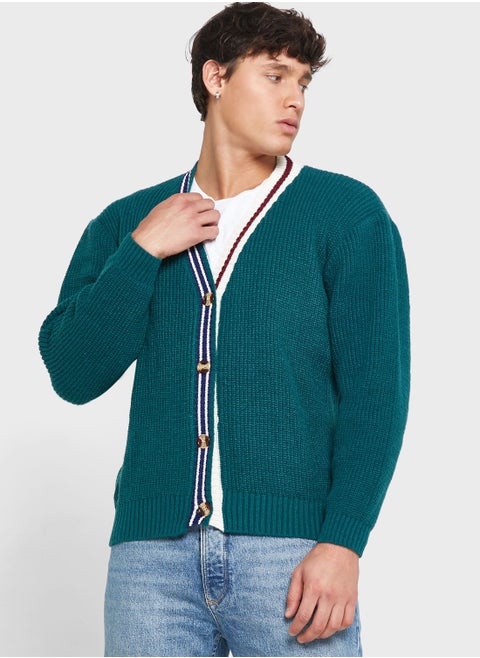 Spliced Placket Cardigan