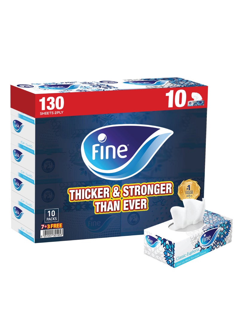 Fine Facial Tissues 130 Sheets 2 Ply Sterilized Family Pack Of 10 - Image 2