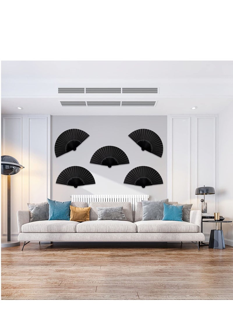 Y&D 4 Pieces Folding Hand Fan, Black Silk Fabric Bamboo Ribs Held, Chinese Japanese Vintage Fans Fan for Wedding, Dancing, Church, Party, Gift Gift, DIY Creating  - Image 5