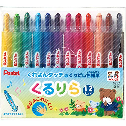 Pentel Kururira Twist Crayon - 12 Color Set (japan import) - Image 1