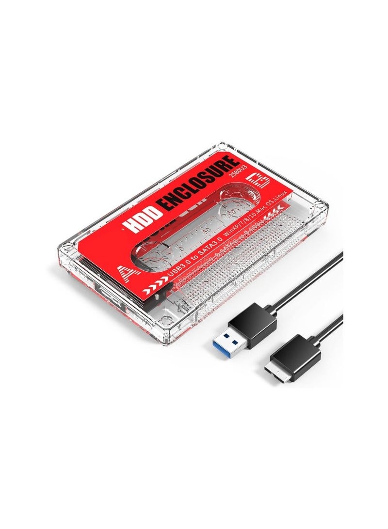 2.5" Transparent External Hard Drive Enclosure – USB 3.0 to SATA III – Tool-Free Design – Supports HDD/SSD Up to 4TB – UASP Compatible - Image 1
