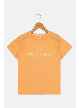 Jack Wills Kids Girl Crew Neck Short Sleeves Graphic Print T-Shirts, Orange  - Image 1
