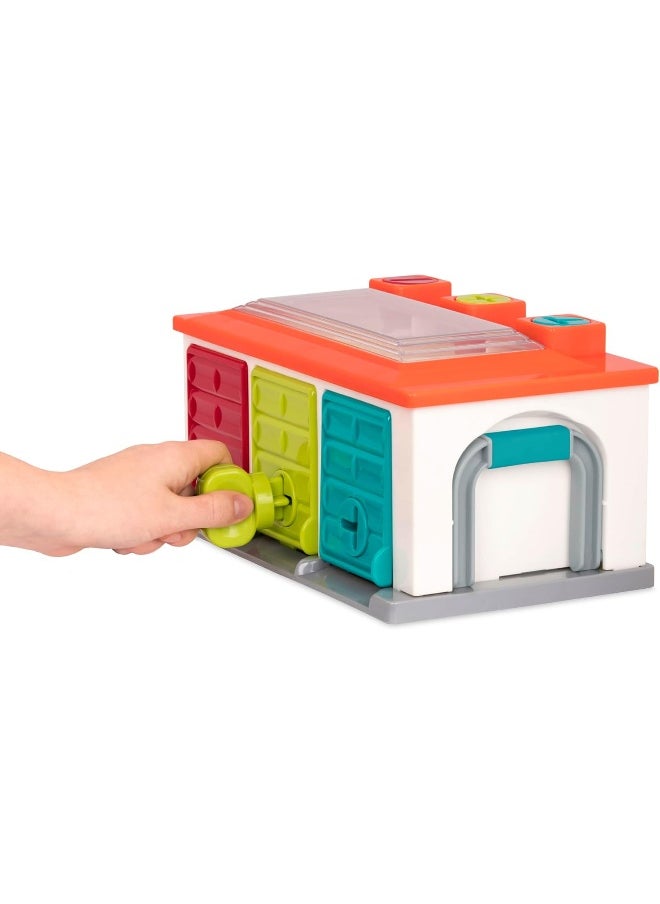 BATTAT Battat 3 Car Garage â€“ Shape Sorting Toy Garage with Keys and 3 Toy Cars for Toddlers  - Image 3
