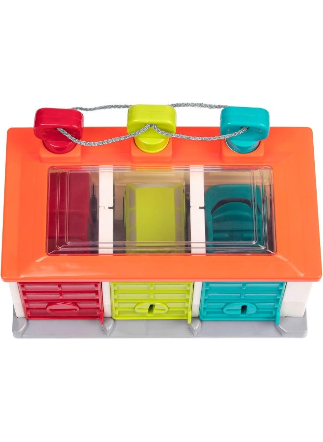 Proposed Value: – 3 Car Garage – Shape Sorting Toy Garage With Keys And 3 Toy Cars For Toddlers 2 Years + (5-Pcs)
