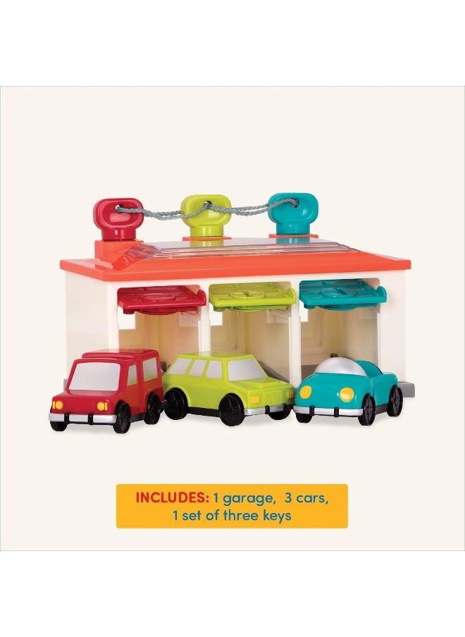 Proposed Value: – 3 Car Garage – Shape Sorting Toy Garage With Keys And 3 Toy Cars For Toddlers 2 Years + (5-Pcs)