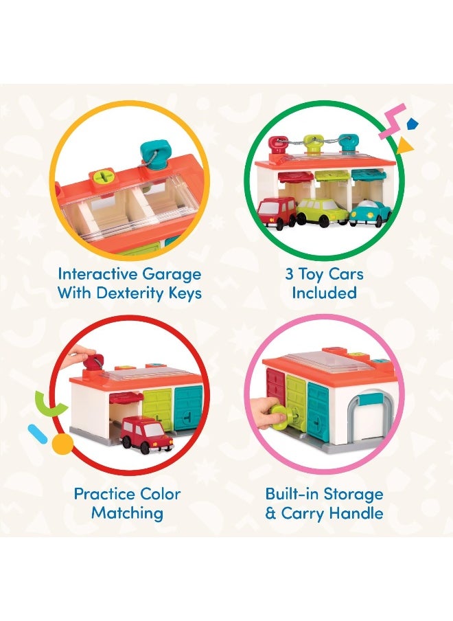 BATTAT Battat 3 Car Garage â€“ Shape Sorting Toy Garage with Keys and 3 Toy Cars for Toddlers  - Image 4