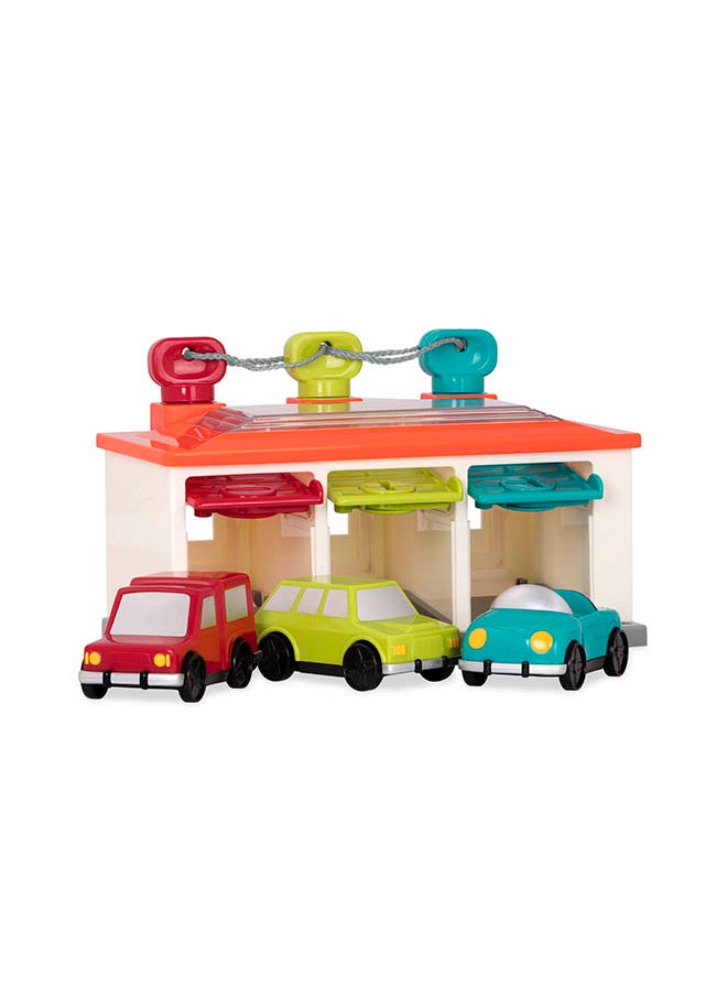 BATTAT 3 Car Garage, Shape Sorting Toy, Garage with Keys and Cars for Toddlers, Pre School Toys, Best Gift for Toddlers  - Image 2