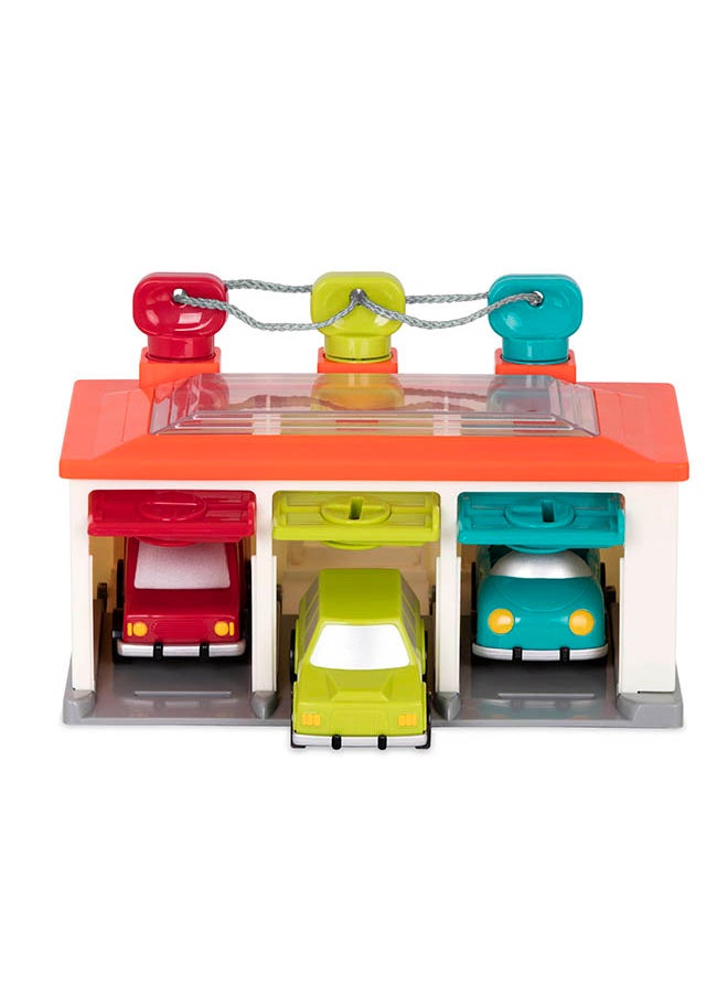 BATTAT 3 Car Garage, Shape Sorting Toy, Garage with Keys and Cars for Toddlers, Pre School Toys, Best Gift for Toddlers  - Image 5
