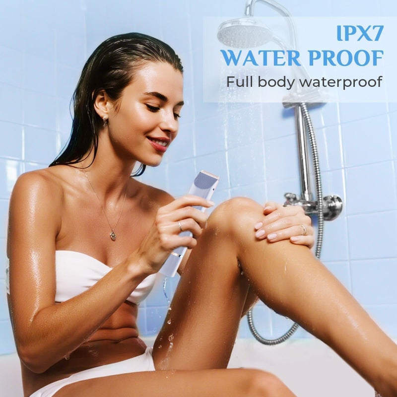 Mpotmiy New 2-in-1 Electric Bikini Trimmer for Men - Dual Head Electric Razor,Waterproof Painless Bikini Shaver, Pubic Hair Trimmer for Private Area & Body Hair, Gifts for Men,Blue - Image 4