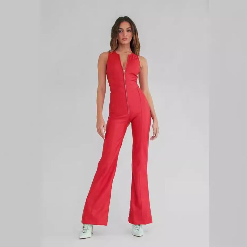 2023 Spring Chic High-Waist Denim Jumpsuit for Women White - Image 4