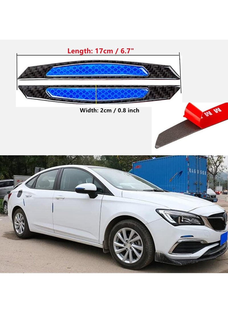 SYOSI Universal 4Pcs Reflective Car Door Edge Guard Stickers Carbon Fiber Auto Car Door Edge Bump Protector Sticker for Car SUV Pickup Truck (Blue)  - Image 4