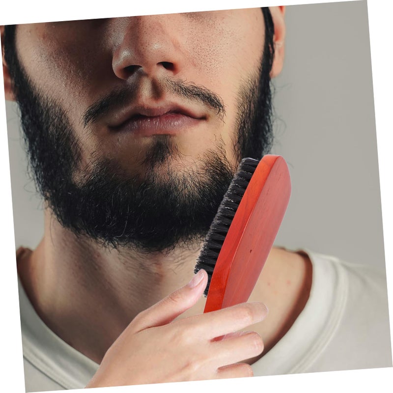 فرشاة شعر خشبية ذات شعيرات للرجال، لتنعيم اللحية الناعمة وتفكيك الشعر المجعد، علبة من قطعتين - Image 5