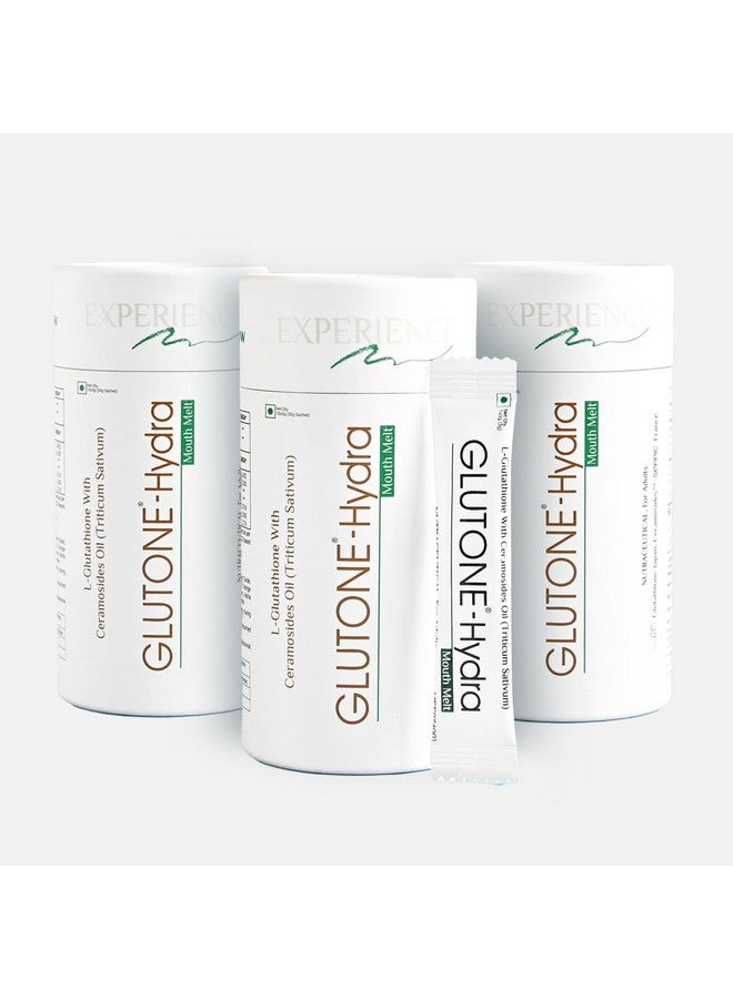 GLUTONE Glutone-Hydra Mouth Melt | Setria Glutathione with Ceramosides Mouth Melts for Dry Skin | Glowing Hydrated Skin | Pack of 30 Sachets - Image 1