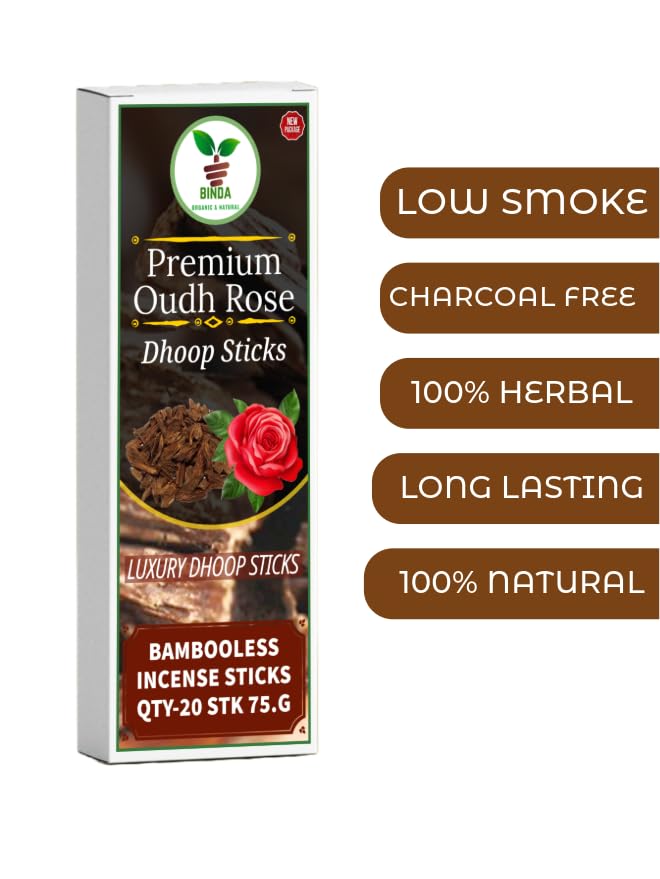 Binda Oudh Oud Bambooless Incense Sticks 20 Sticks Pack of 1 Natural LongLasting Luxury Oudh Oud Scent Perfect for Pooja Meditation or Relaxation - Image 2
