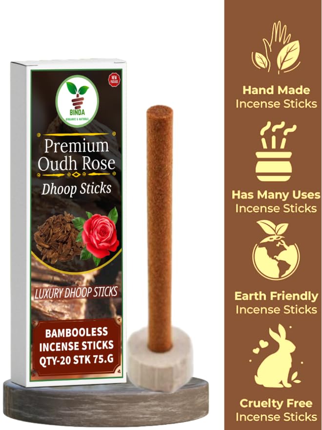 Binda Oudh Oud Bambooless Incense Sticks 20 Sticks Pack of 1 Natural LongLasting Luxury Oudh Oud Scent Perfect for Pooja Meditation or Relaxation - Image 3