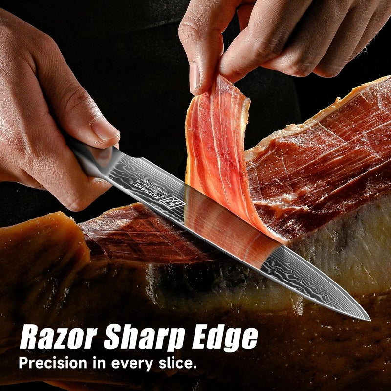 KEEMAKE Carving Knife for Meat, 8 Inch Ultra Sharp Damascus Kitchen Knives with G10 Ergonomic Handle, Brisket Knife for Meat Cutting, Japanese Knives for BBQ Ham Roast Turkey Vegetable - Image 4