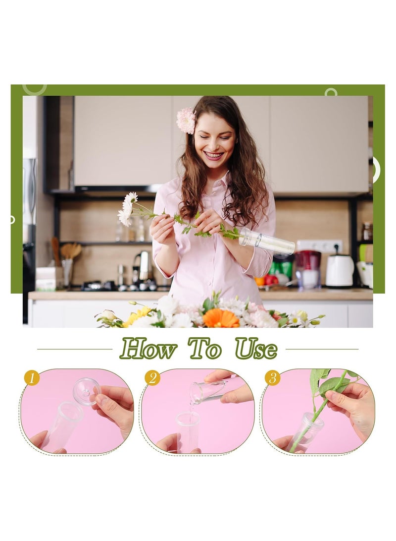 SOLARAE 50 Pcs 60ml Clear Plastic Floral Water Tubes for Flower Arrangements, Ideal for Milkweed Cuttings and Butterfly Habitats, Durable and Convenient Flower Watering Solution. - Image 2