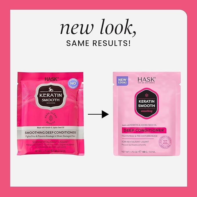 HASK Keratin Smoothing Deep Conditioner Treatment for all hair types colour safe glutenfree sulfatefree parabenfree 1 50mL Packette - Image 4