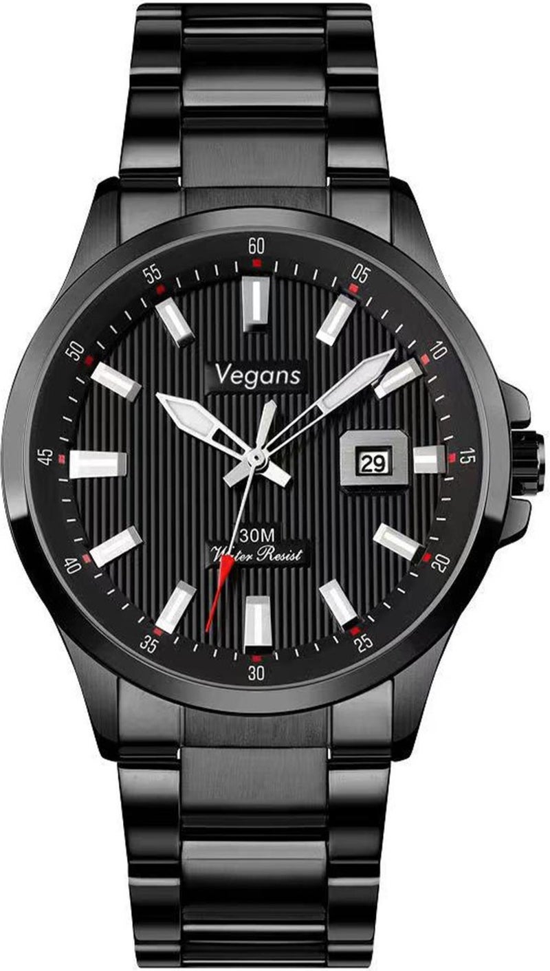1654 Men's Wristwatch with Calendar and Steel Strap