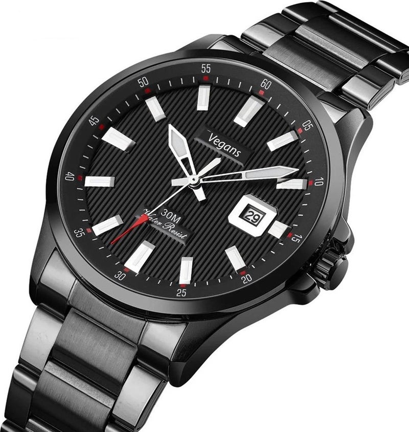 1654 Men's Wristwatch with Calendar and Steel Strap