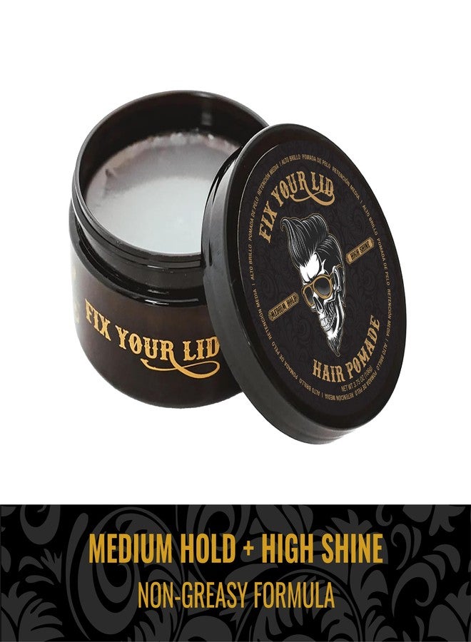 Fix Your Lid Hair Pomade for Men - Water Based Pomade Medium Hold High Shine - Easy to Wash Out - All Hair Types - 3.75 oz + 1.7 oz - Image 4