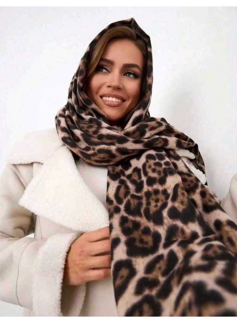 Shein 1pc Women Leopard Print Scarf, New Autumn/Winter Warm Scarf, - Image 2