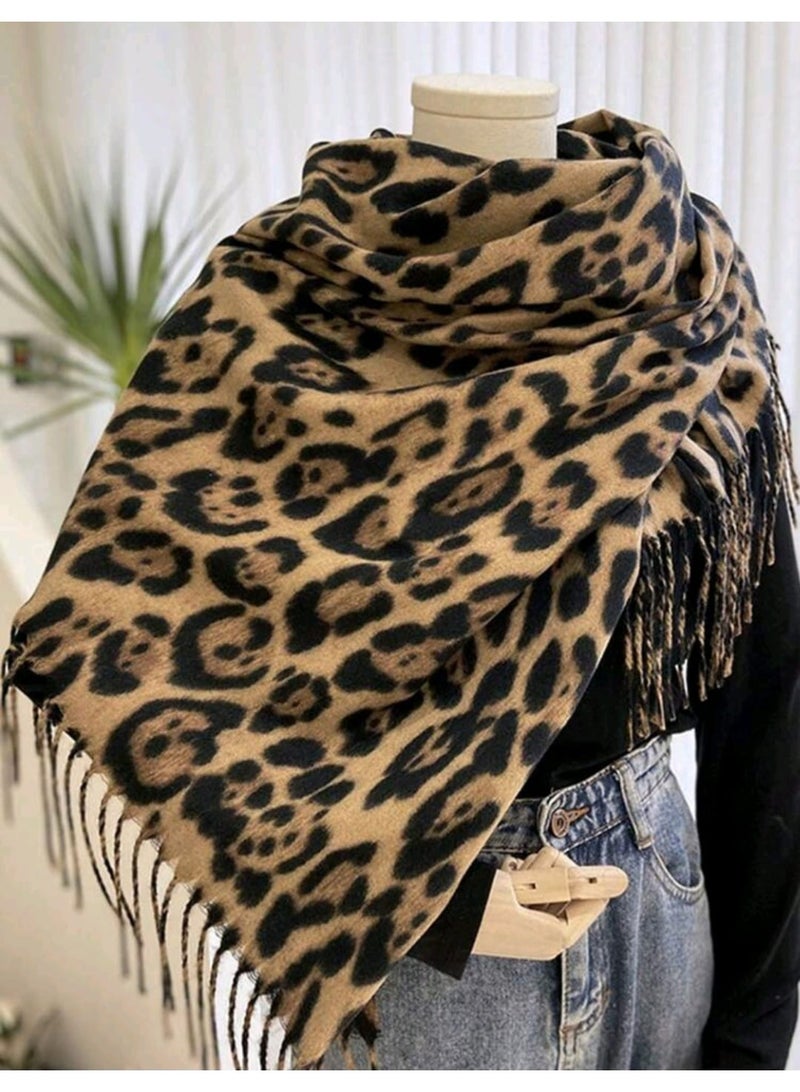 Shein 1pc Women Leopard Print Scarf, New Autumn/Winter Warm Scarf, - Image 3
