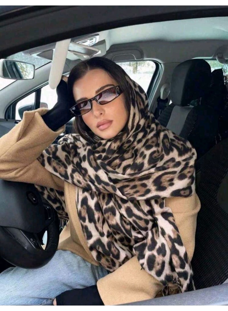 Shein 1pc Women Leopard Print Scarf, New Autumn/Winter Warm Scarf, - Image 4