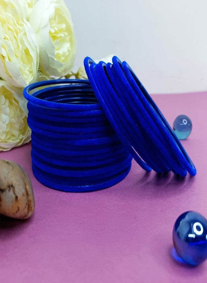 Efulgenz Indian Bangles for Women Indian Bangles Set Bollywood Plain Metal Velvet Bangle Bracelets Costume Jewelry for Women - Image 2