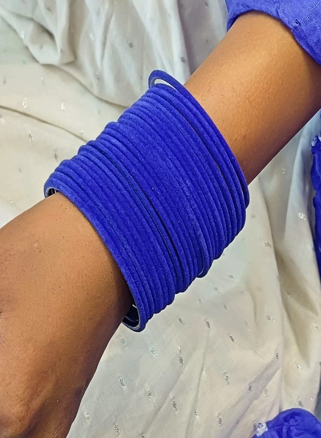 Efulgenz Indian Bangles for Women Indian Bangles Set Bollywood Plain Metal Velvet Bangle Bracelets Costume Jewelry for Women - Image 4