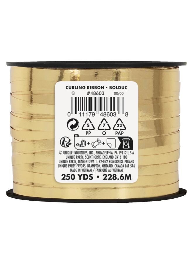 Unique Metallic Light Gold Curling Ribbon - 250 Yards - Image 1