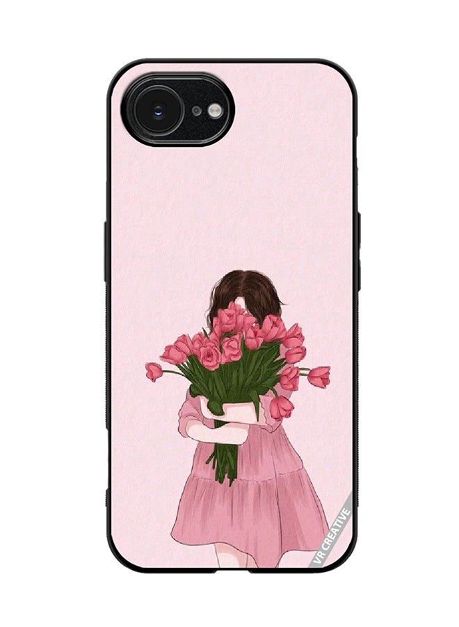 VR CREATIVE Protective Case Cover For Apple iPhone 16e Girl Hugging Bouquet Design Multicolour